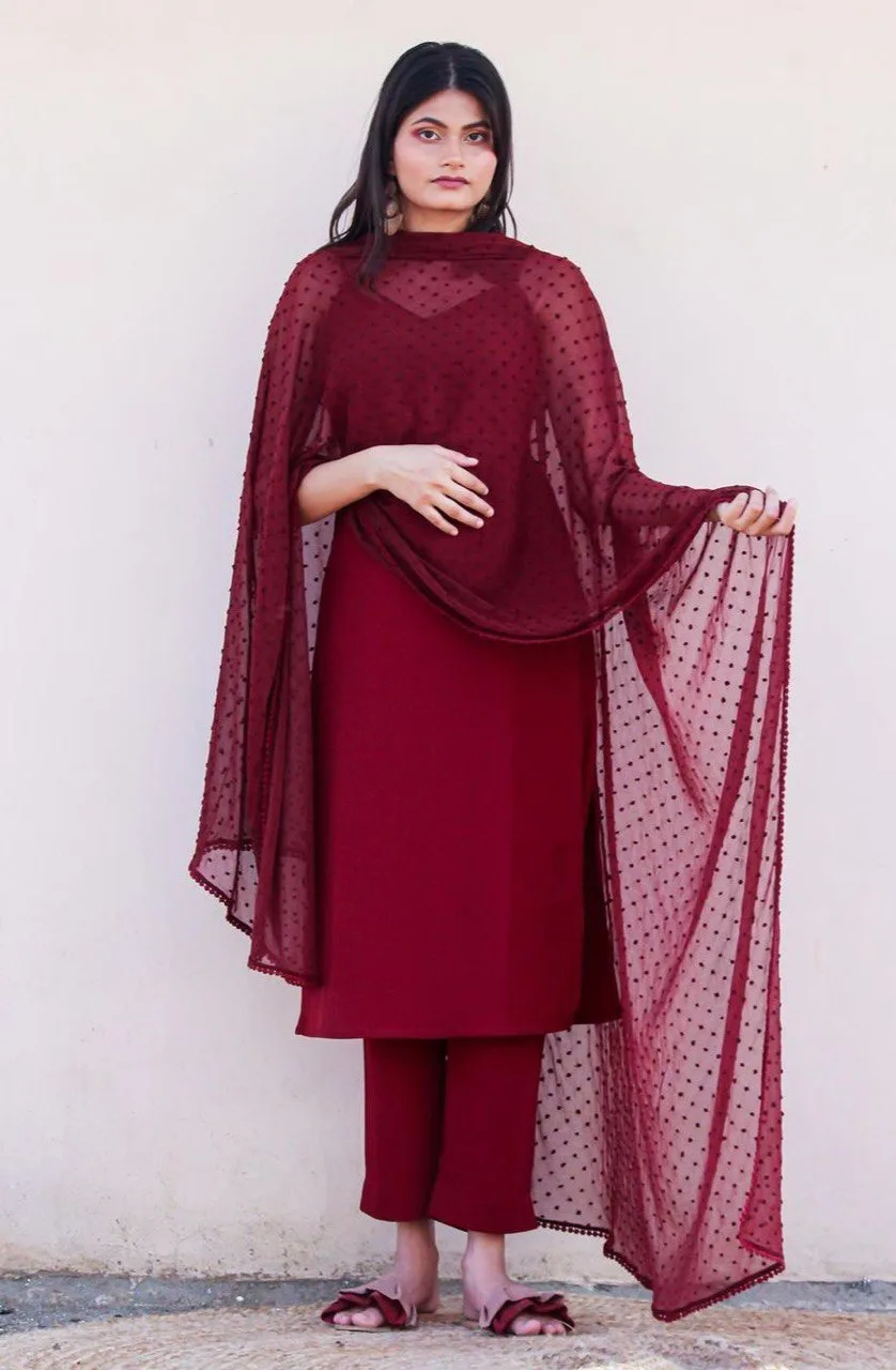 Buy Charming Red Cotton Designer Thread Work Kurti at best price -  Gitanjali Fashions