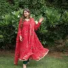 Red Bandhani Anarkali suit
