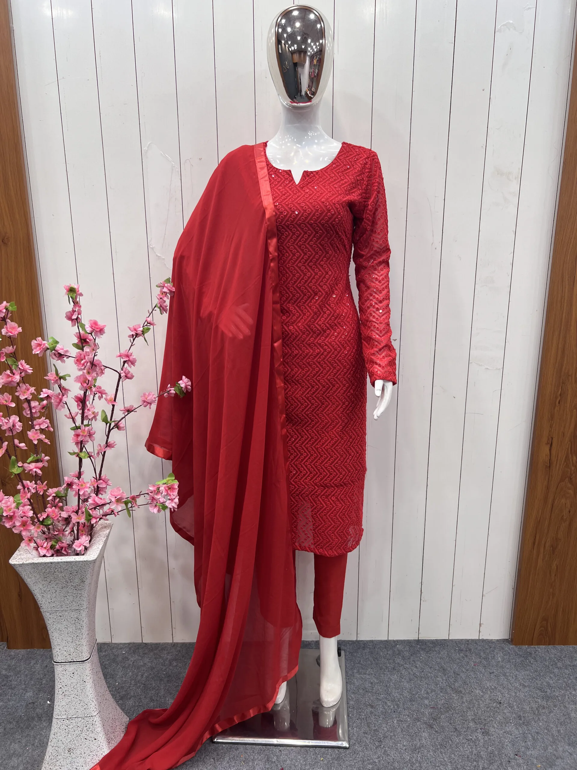 Dia Modal Chikankari Kurti - Red – Ruup By Jyoti Fashion