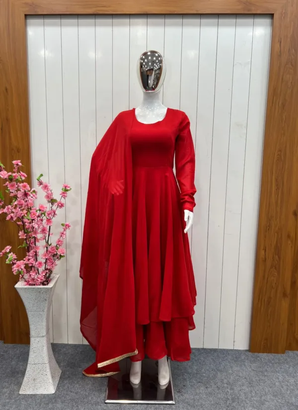 Red dual layer gown
