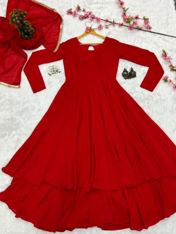 Red dual layer gown