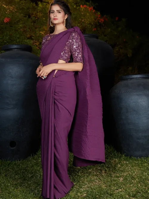 Purple Crush Georgette saree