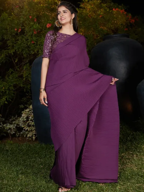 Purple Crush Georgette saree