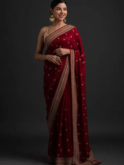 Maroon silk saree