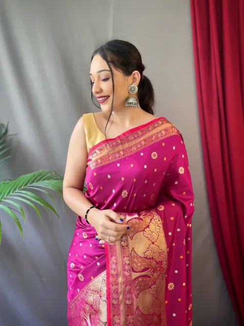 Rani Pink Soft silk saree