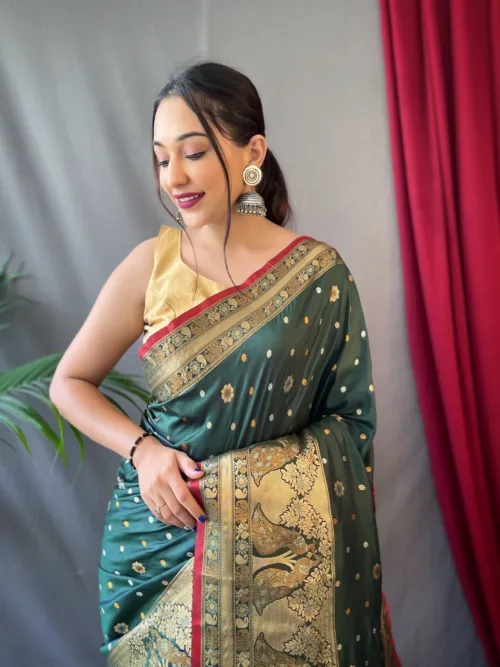 Dark Green Soft silk saree