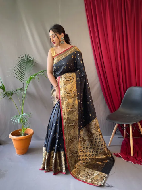 Black Soft silk saree