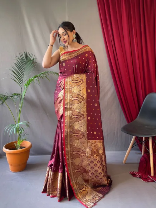 Maroon Soft silk saree