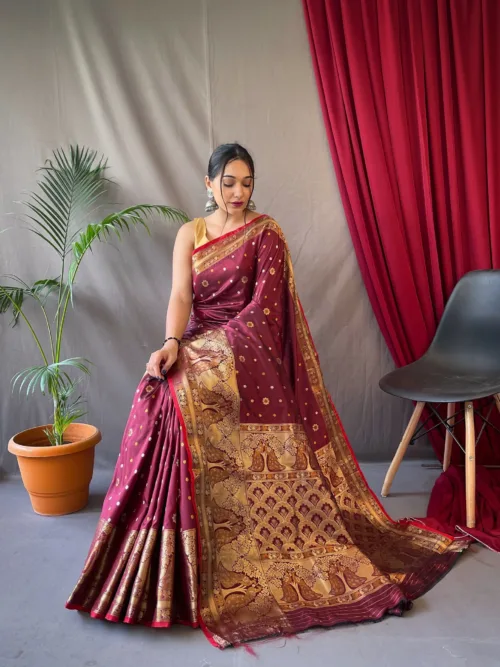 Maroon Soft silk saree