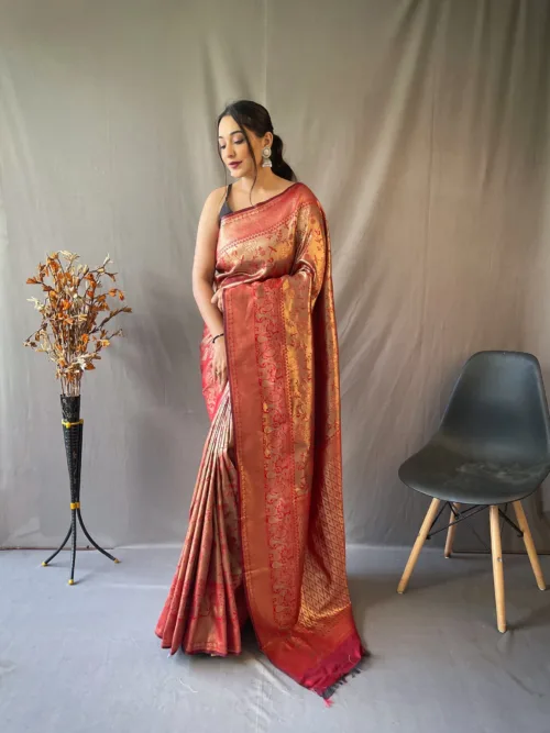 Maroon Banarasi Silk Saree