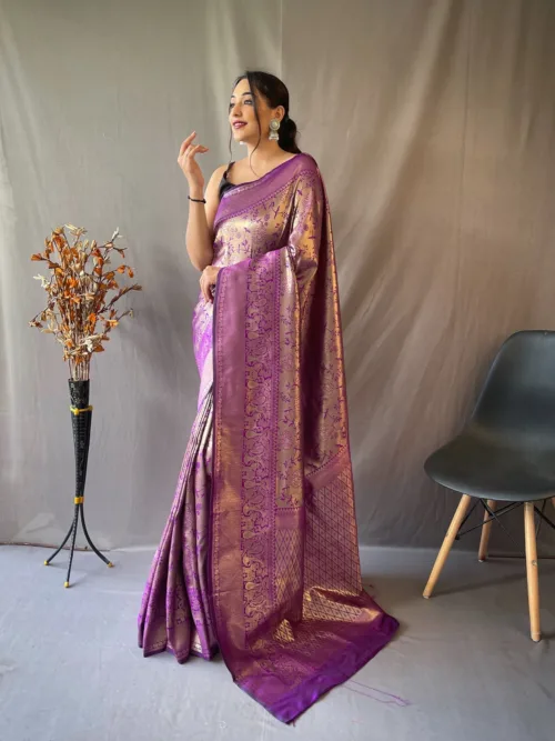 Purple Banarasi Silk Saree