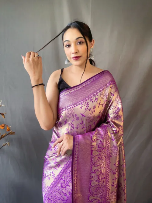 Purple Banarasi Silk Saree