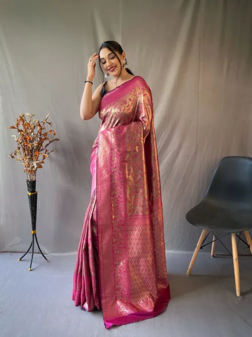 Wine Banarasi Silk Saree