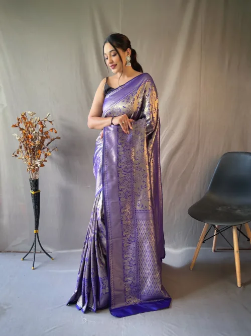 Blue Banarasi Silk Saree