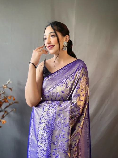 Blue Banarasi Silk Saree