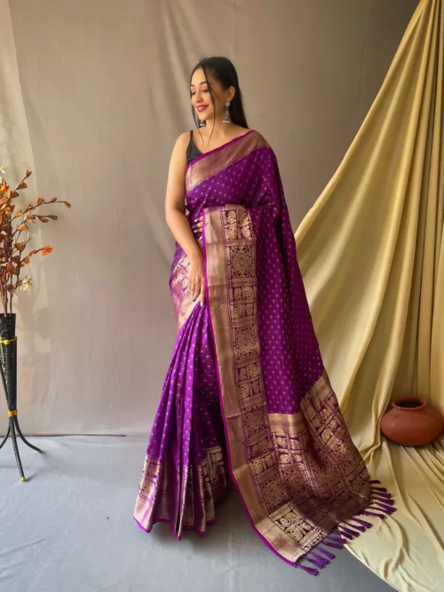 Purple Banarasi Silk Saree