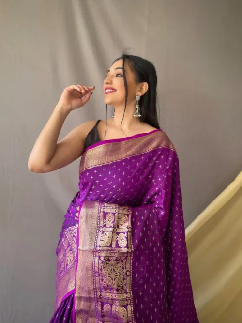 Purple Banarasi Silk Saree