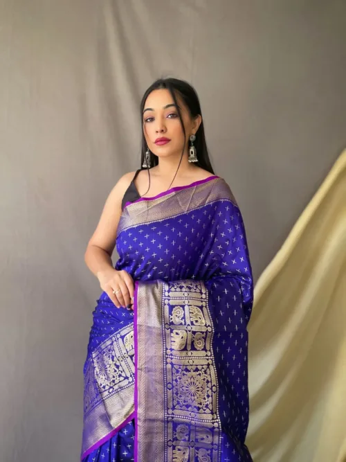 Blue Banarasi Silk Saree