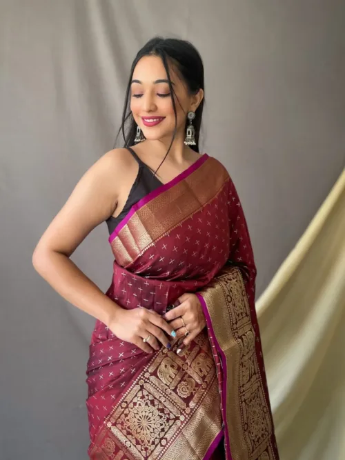 Maroon Banarasi Silk Saree