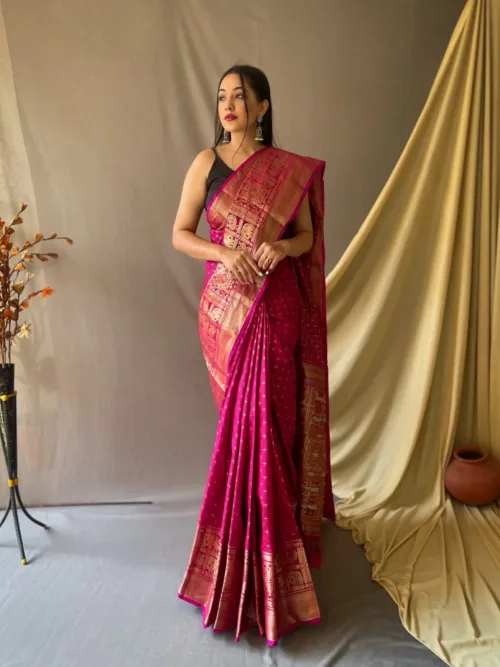 Rani Pink Banarasi Silk Saree