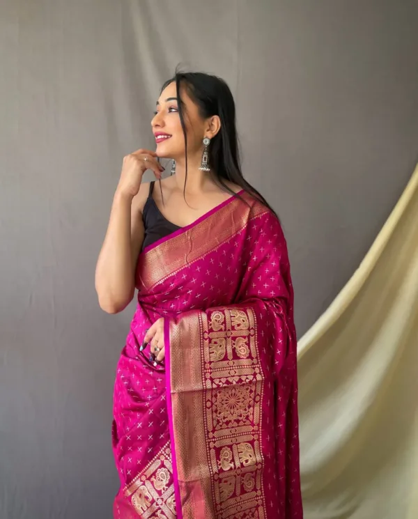 Rani Pink Banarasi Silk Saree