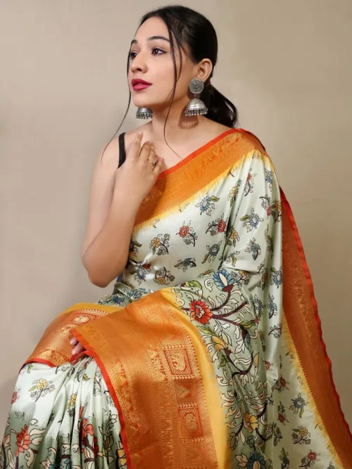 White Silk Saree