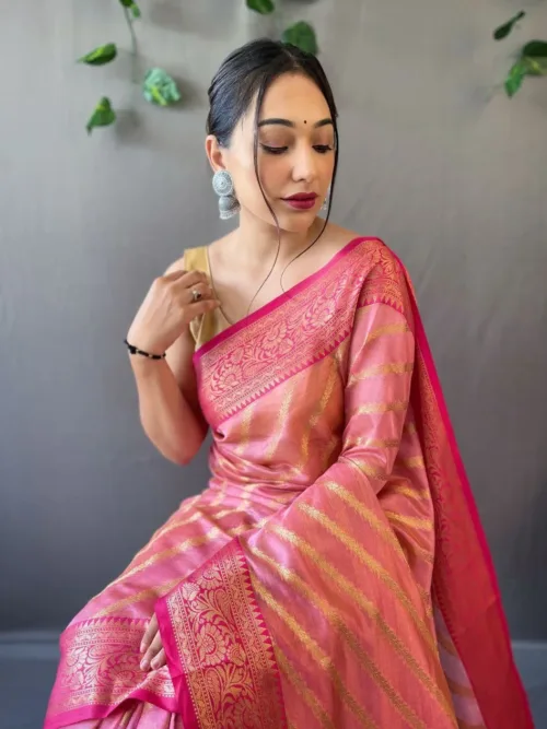 Pink Banarasi Silk Saree