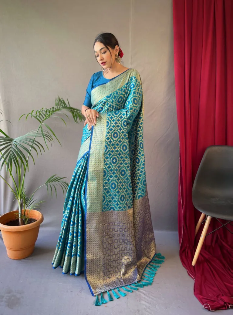 Aqua Blue Silk Saree