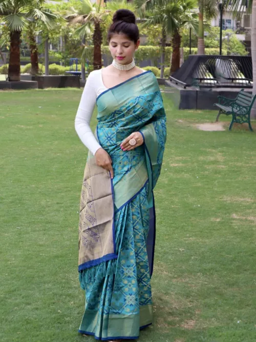 Aqua Blue Patola Saree