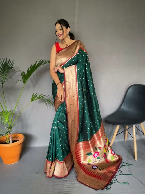 Dark Green Silk Saree