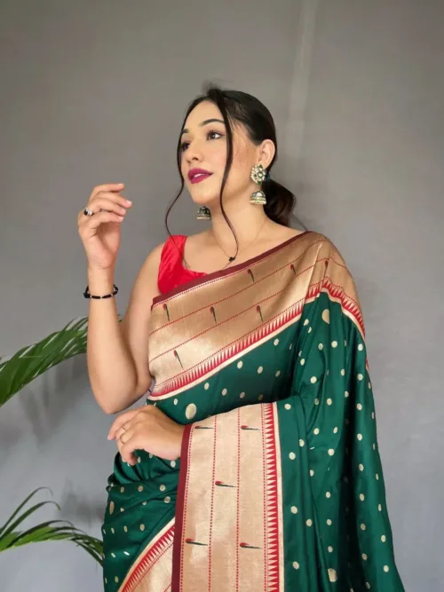 Dark Green Silk Saree