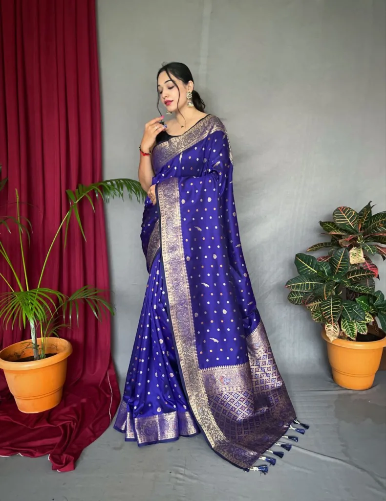 Buy BANARASI PATOLA Blue With Silver Zari Weaved Banarasi Silk Saree And  Beautiful Jacquard Weave Pallu And Blouse With Blouse Piece | Shoppers Stop