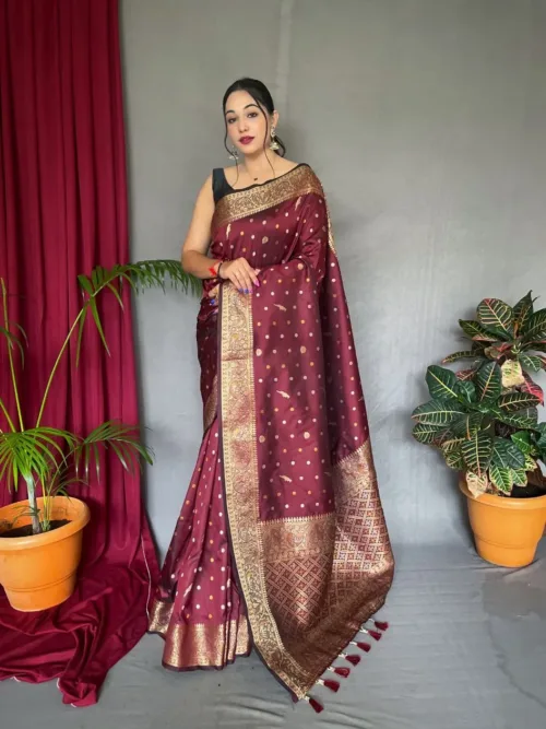 Maroon Silk Saree