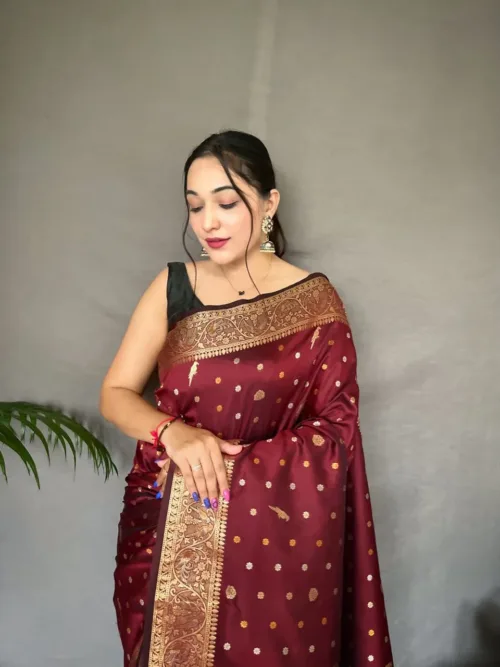 Maroon Silk Saree