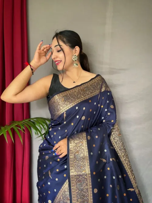 Navy Blue Silk Saree