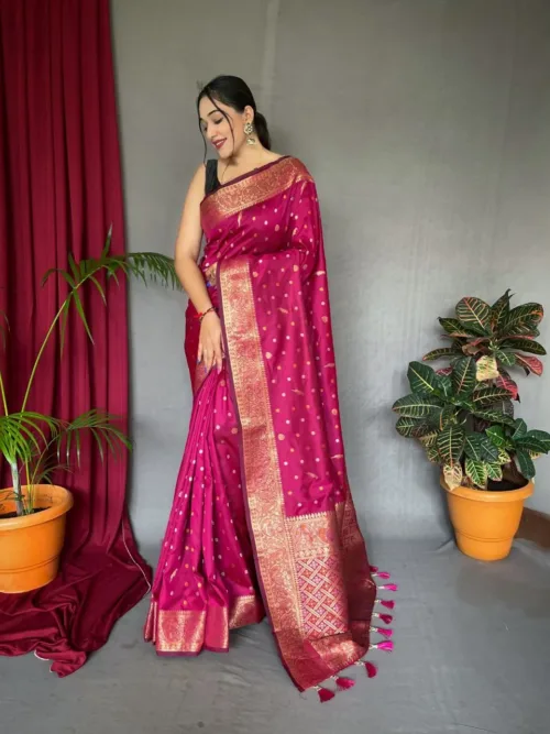 Rani Pink Silk Saree