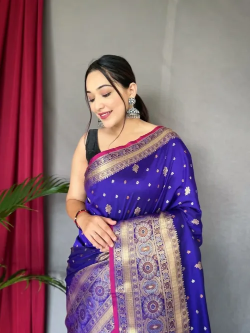 Navy Blue Silk Saree