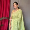 Lime Banarasi Silk Saree