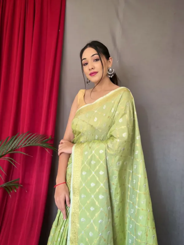 Lime Banarasi Silk Saree