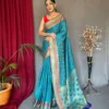 Sky Blue Banarasi Silk Saree