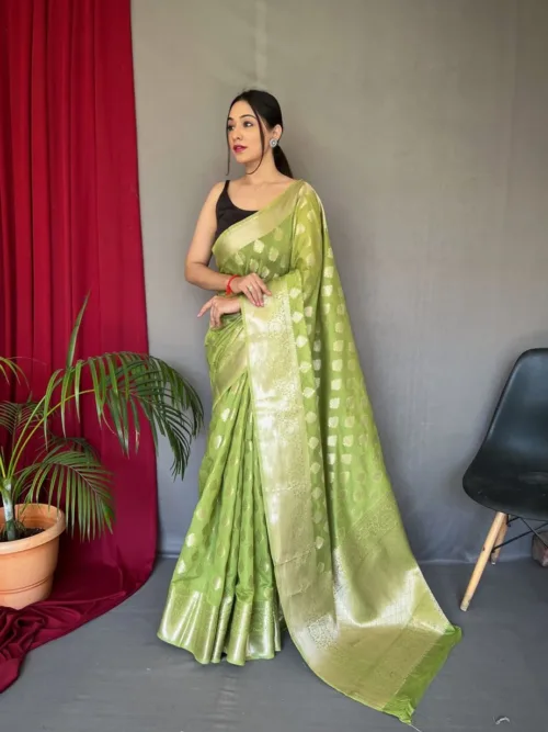 Green Maslin Silk Saree