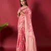 Pink Linen saree