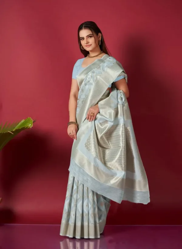 Sky Blue Banarasi saree