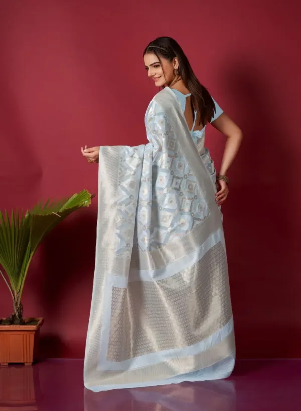 Sky Blue Banarasi saree