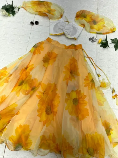 Yellow Organza Lehenga Choli