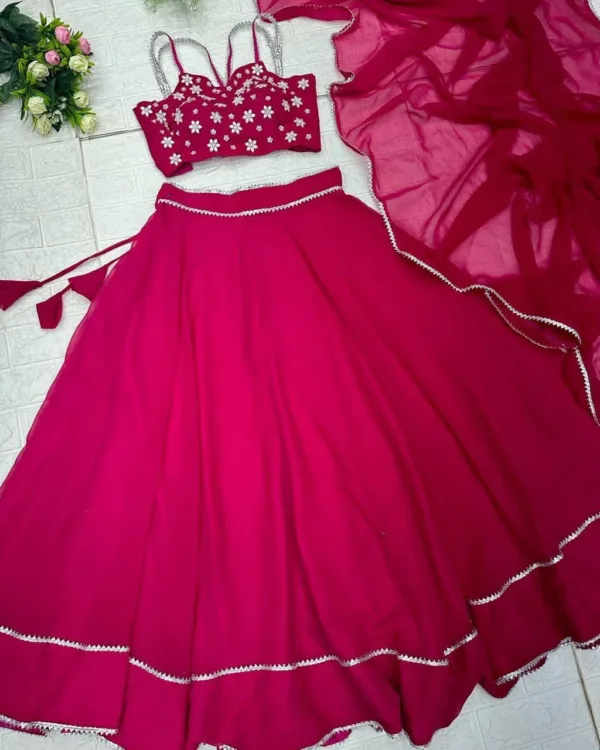 Pink Lehenga Choli with designer blouse