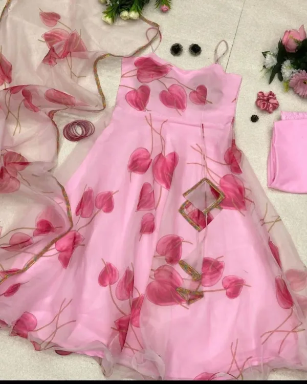 Pink Printed Anarkali set