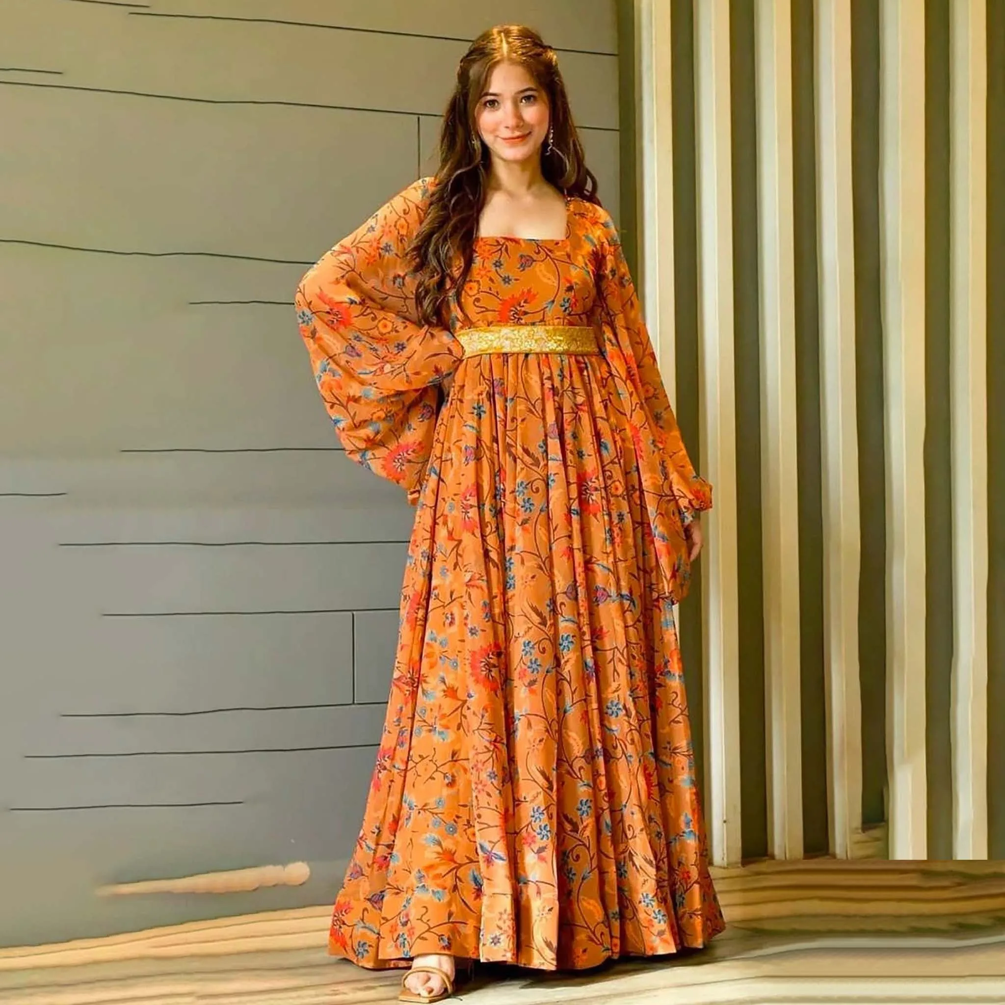 Jaipuri Printed Cotton Women's Maxi Long Dress with Attached Jacket –  Fashionous