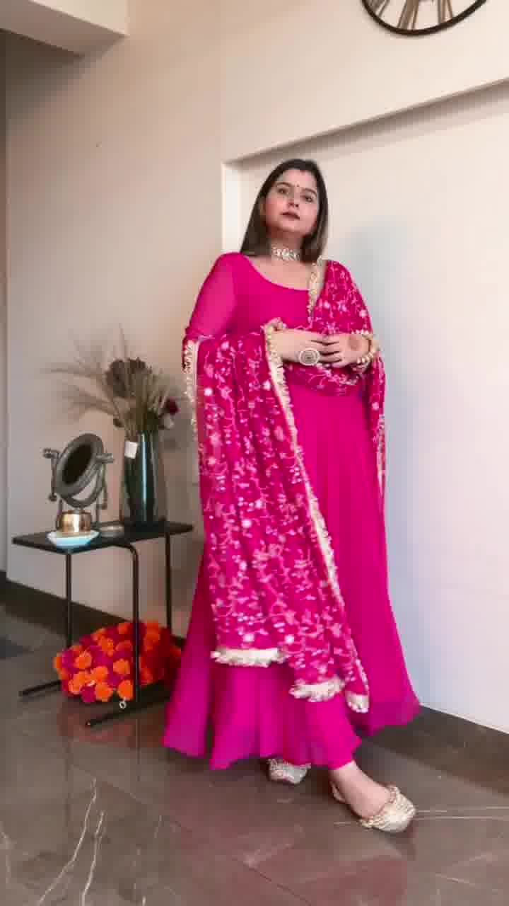 Hot Pink Color Wedding Anarkali Lehenga – Panache Haute Couture