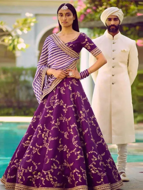 Purple Bridal Lehenga Choli